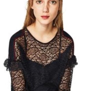 Zara Navy Lace Top NEW M